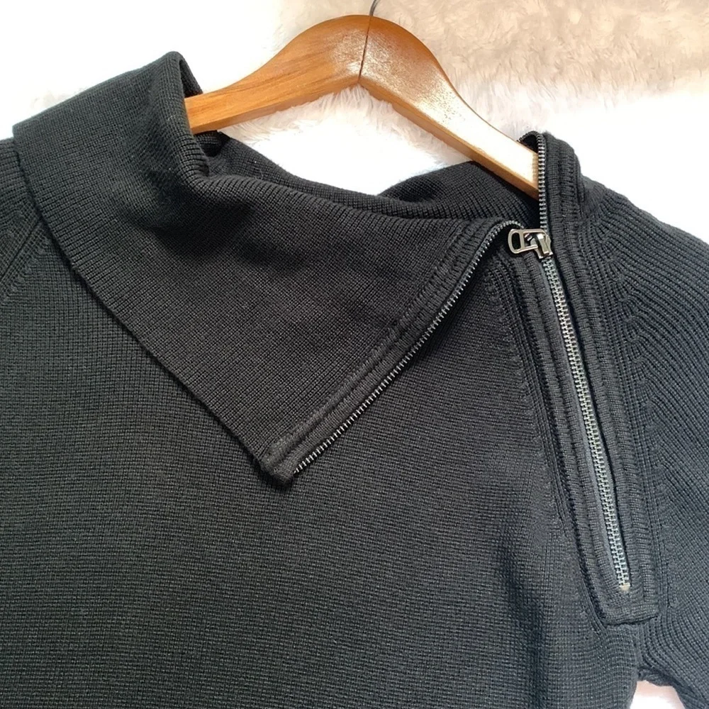 ELLEN Tracy black shirt zipper cowl neck kit sweater dress